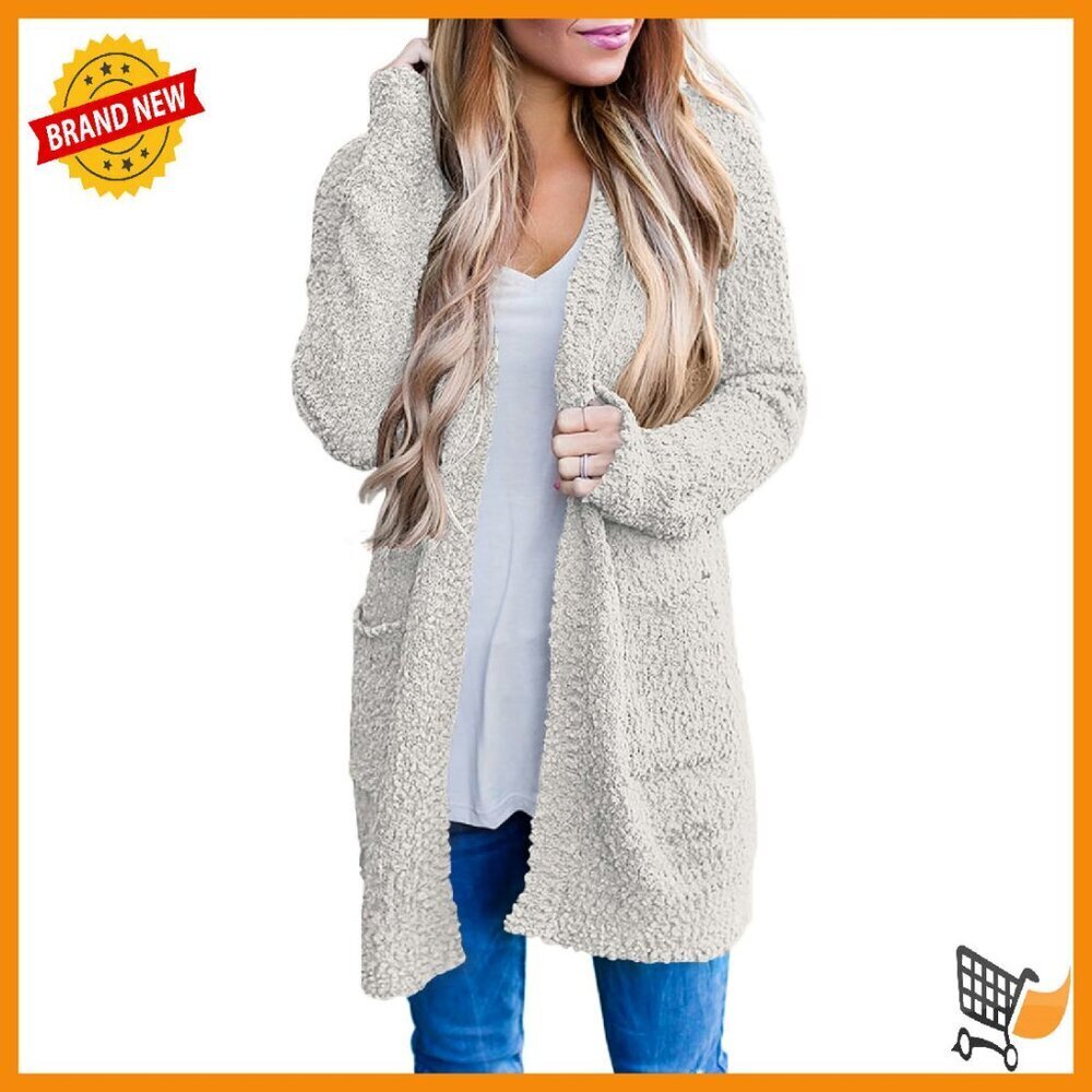 Soft Chunky Knit Long Sleeve Open Front Cardigan Coat Sweater